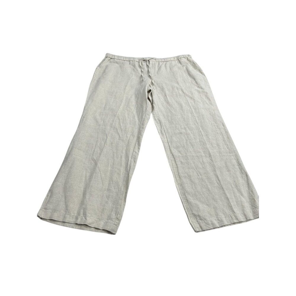 Liz Claiborne XL Beige Wide Leg Linen-Cotton Pants
